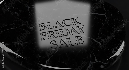 Wallpaper Mural Dark, polished marble table with "Black Friday Sale" text. Soft light highlights the words Torontodigital.ca