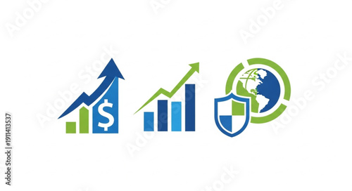 Financial Growth and Global Security Icons.