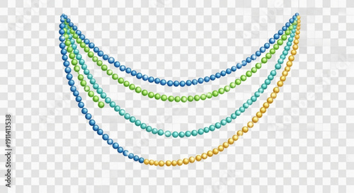 Colorful Beaded Necklaces Isolated on Transparent Background