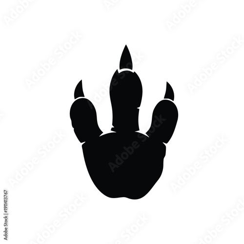 Dinosaur Footprint Silhouette Black Icon Vector.