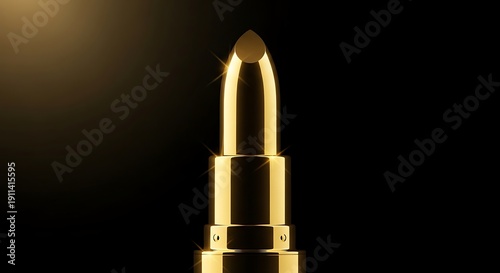 Wallpaper Mural Gleaming, golden lipstick stands out against a black background, lit with a spotlight Torontodigital.ca