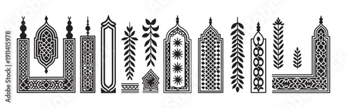 Traditional Islamic pattern borders for cultural heritage documentation, Middle Eastern architectural references, religious manuscript designs, and ethnic ornamental decoration projects
