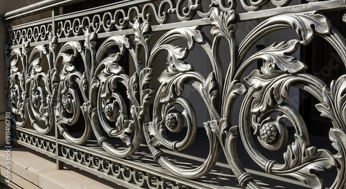 Wallpaper Mural Ornate, detailed wrought iron railing with scrolling foliage and elegant design Torontodigital.ca