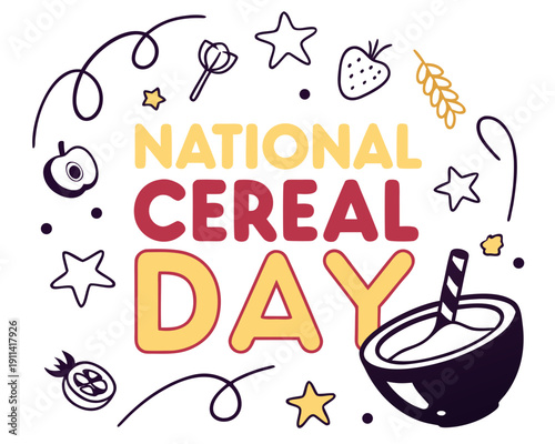 NATIONAL CEREAL DAY vector illustration isolated on white background