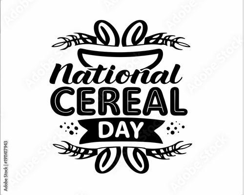Breakfast Cereal Vector, National Cereal Day Celebration Illustration