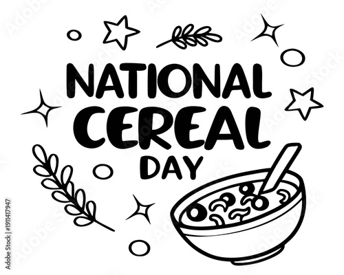 Breakfast Cereal Vector, National Cereal Day Celebration Illustration