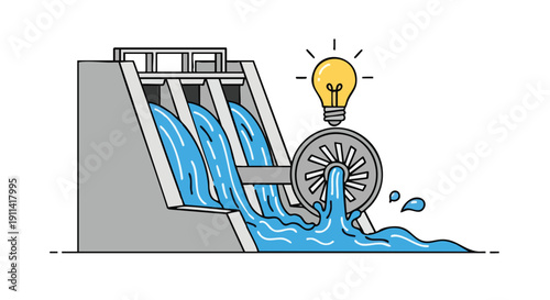 Hydroelectric Power Generation and Renewable Energy Concept.
