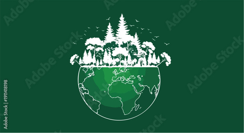 Illustration of Earth with forest on top.