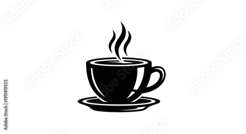 Steaming Hot Coffee Cup Silhouette Icon