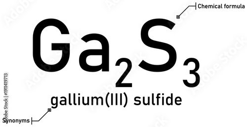 Gallium (III) sulfide chemical formula with callout titles