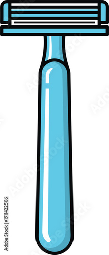 Blue Razor with Multiple Blades Standing Vertically handle