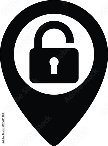 Secure location marked with lock symbol on map