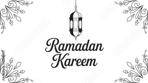 Ramadan kareem greeting with lantern and floral