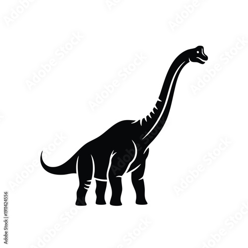 Silhouette of a Brontosaurus Dinosaur Standing Tall.