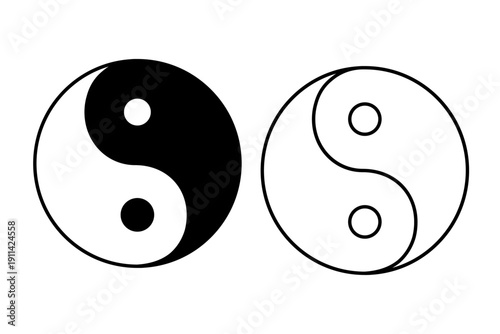 vector Yin yang icon set, clipart isolated on transparent background. 