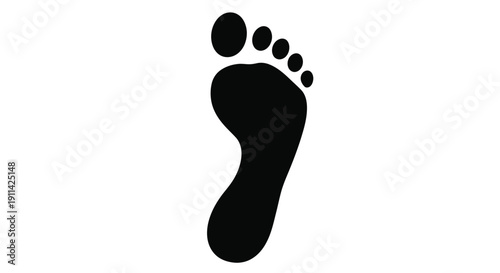 A simple black footprint graphic with a distinct silhouette