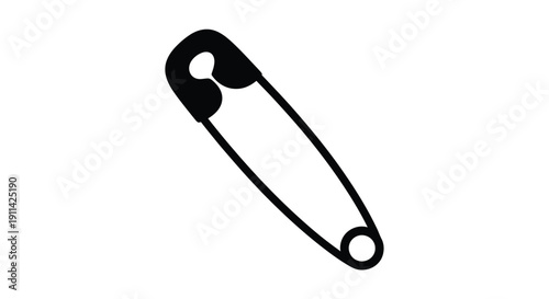 A simple black safety pin illustration against a white background silhouette