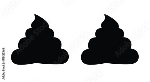 Two dark shapes resembling fecal matter presented as a silhouette