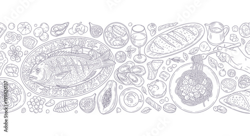 Delicious food and drink illustrations for culinary projects