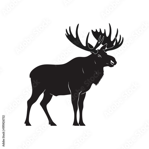 Silhouette of a majestic moose standing proudly.