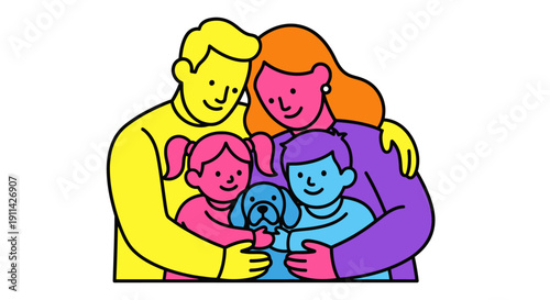 Loving family with dog enjoying quality time together