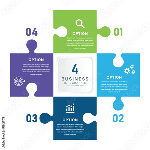 Four Puzzle Piece Business Infographic for Presentation