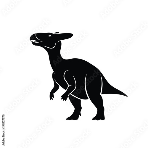 Silhouette of a Parasaurolophus Dinosaur Standing Proudly.