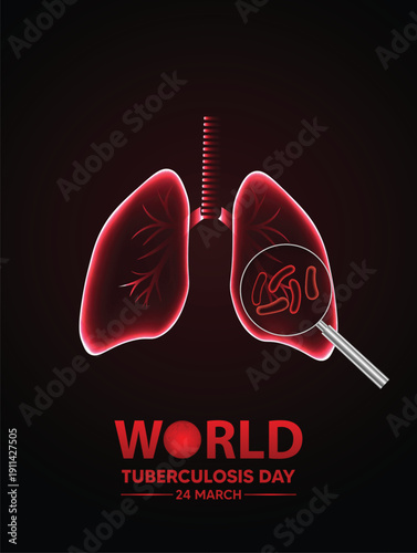 World Tuberculosis Day awareness poster highlighting lung health prevention and medical care vector poster
