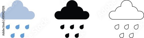 Rainy weather cloud with raindrops icon vector illustration on transparent background.