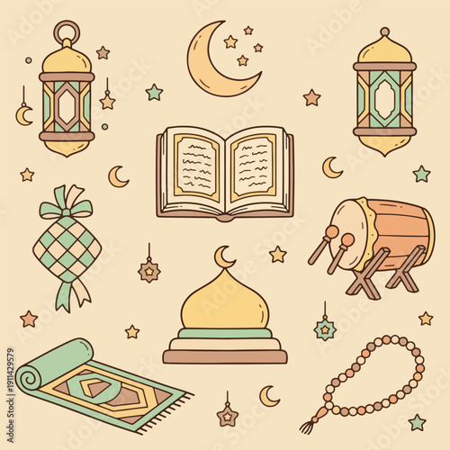 Doodle Illustration for Islamic Ramadan Theme