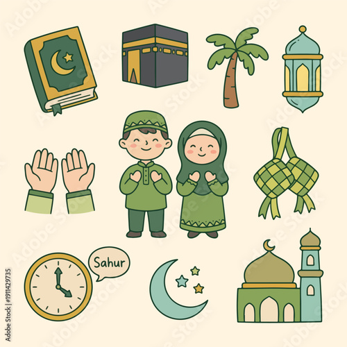 Doodle Illustration for Islamic Ramadan Theme