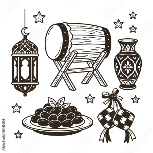 Doodle Illustration for Islamic Ramadan Theme