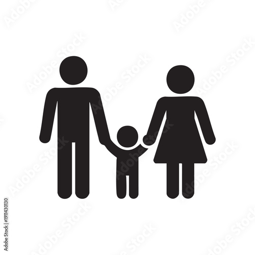 A family of three holding hands together, a loving moment captured in a simple illustration, showcasing unity and togetherness in a straightforward graphic representation.