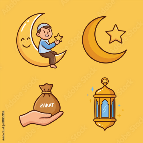 Doodle Illustration for Islamic Ramadan Theme