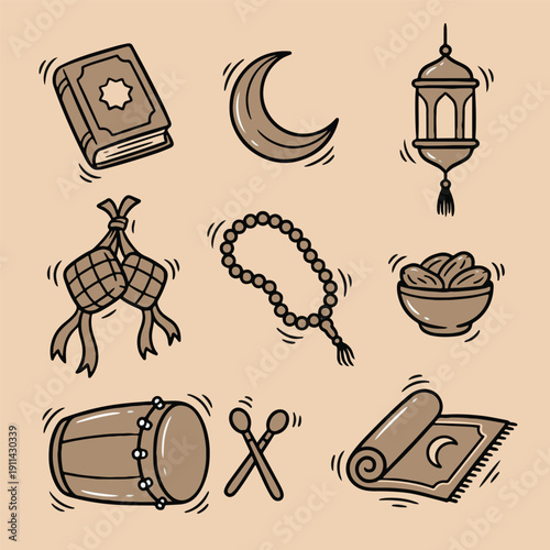 Doodle Illustration for Islamic Ramadan Theme