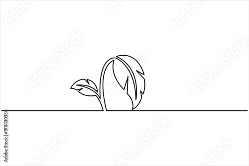 Plant growing continuous one line art drawing of tree plant outline vector illustration