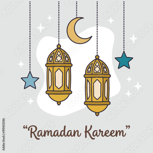 Doodle Illustration for Islamic Ramadan Theme