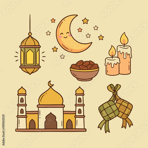 Doodle Illustration for Islamic Ramadan Theme