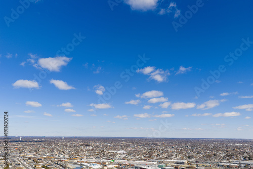 Konstfotografi Expansive aerial view of oceanside, long island suburban sprawl with mixed resid