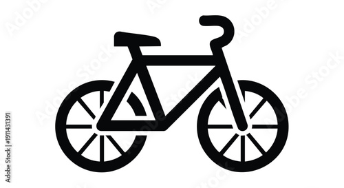Simple Black Silhouette of a Bicycle Icon.