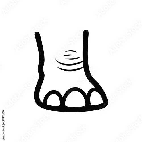 Simple Line Drawing of an Elephant Foot with Toes.