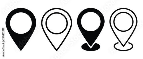 Location pin map symbol set for location marking and GPS. Isolated on a white background.