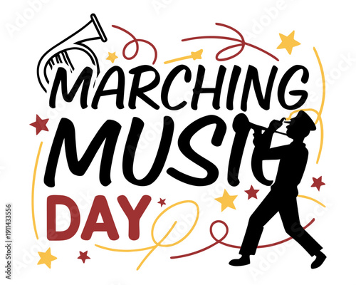 Marching Band Vector, Marching Music Day Celebration Illustration