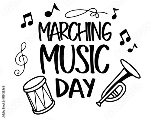 National Marching Music Day Vector, Musical Performance and Band Concept