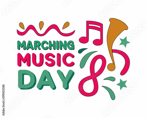 MARCHING MUSIC DAY vector illustration isolated on white background