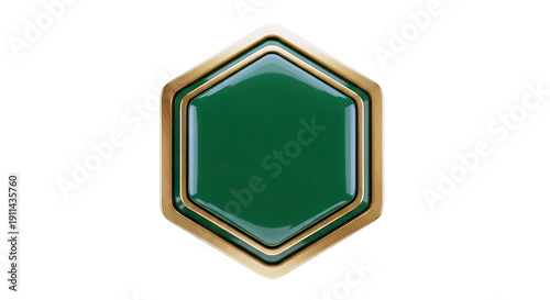 Hexagonal Green and Gold Emblem