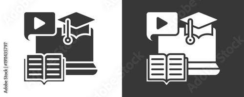 Learning Icon Set Vector Collection Isolated In Black And White