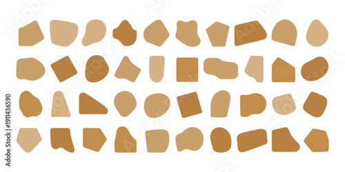 Brown stones on white background rocks pebbles beige