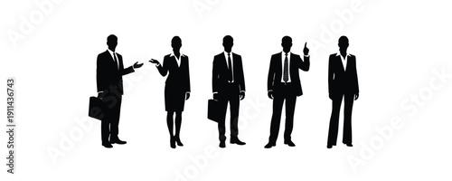 Business people silhouette vector collection set of men and women in suits isolated on white background for corporate team and office management design