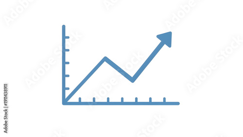 Wallpaper Mural Blue minimalist icon of a line graph with an upward pointing arrow showing positive growth trends Torontodigital.ca